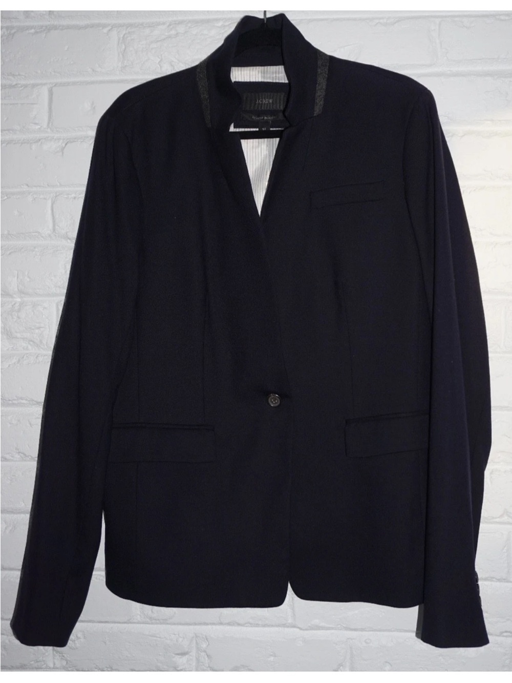 J. Crew Regent Blazer Size: 16 Tall NWT Navy Blue Wool Blend Slim Fit Stand Up